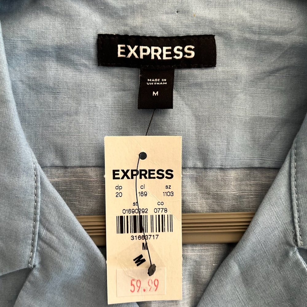 Express Mens Short Sleeve Button Down - Picture 3 of 3